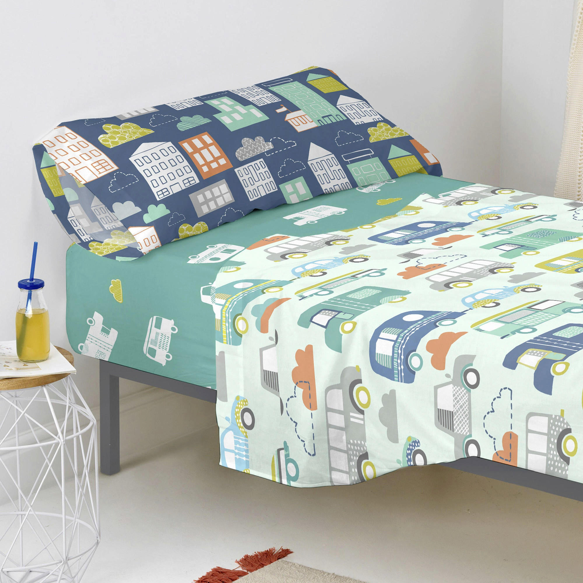 SPANNBETTTUCH holidays 105x200x32 cm mehrfarbig - Multicolor, Textil (105/200cm) - Happy Friday