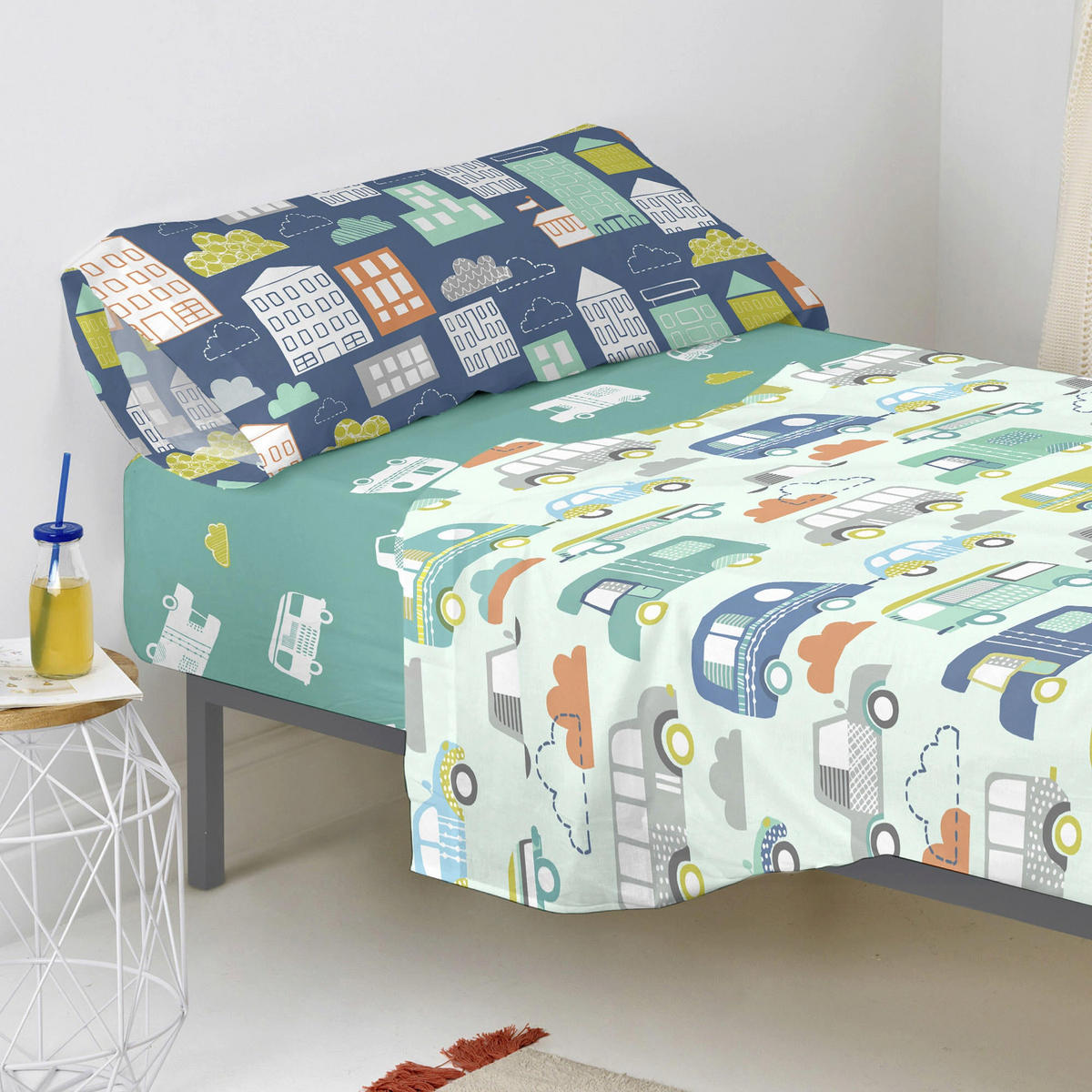 SPANNBETTTUCH holidays 105x200x32 cm mehrfarbig - Multicolor, Textil (105/200cm) - Happy Friday