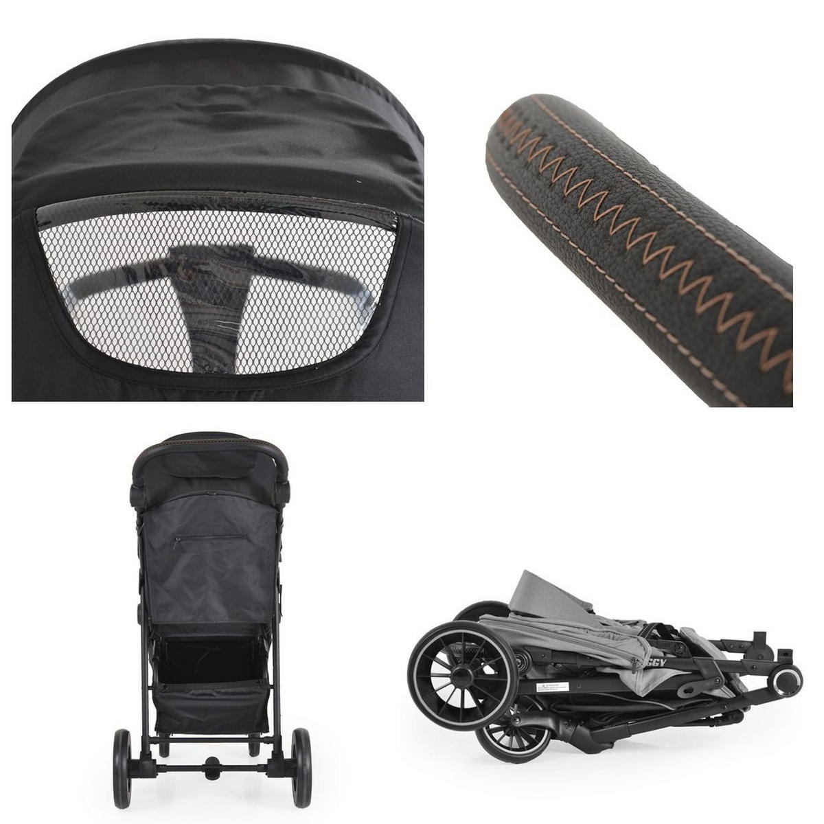 BUGGY Sommer schwarz Kinderbuggy, Sonnendach, EVA-Räder, verstellbar - Schwarz, Metall (95/58/110cm) - Moni