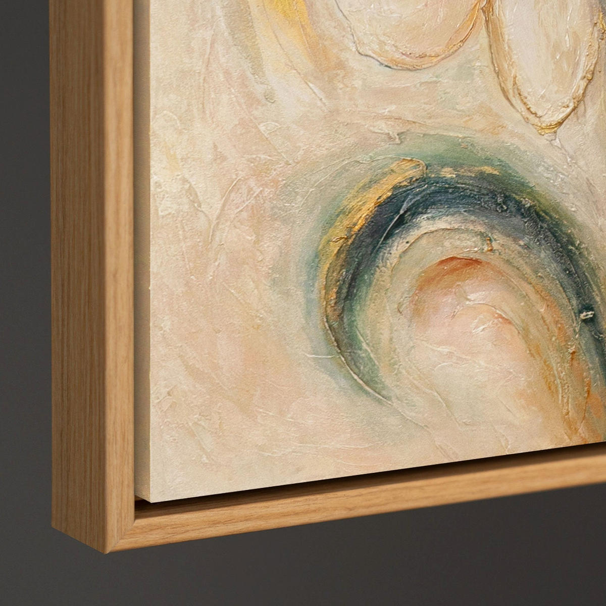 GEMÄLDE Blumige Energie Schattenfugenrahmen Eichefarben 120x80 cm - Eichefarben, Holz (120/80cm) - YS-art gallery