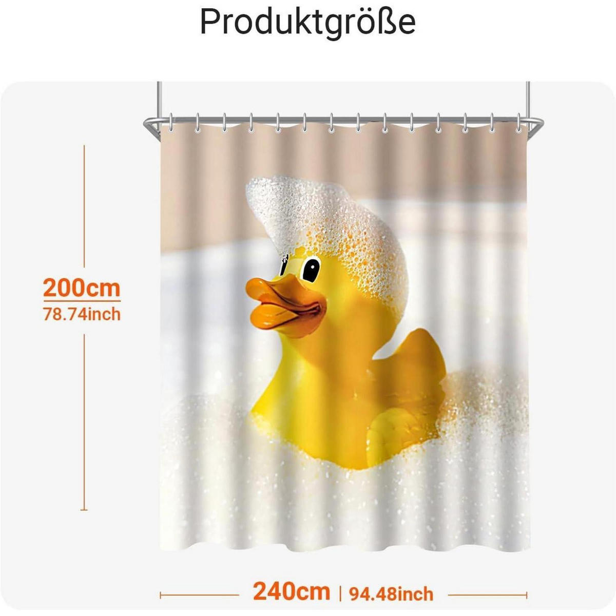 DUSCHVORHANG Gelbe Ente 240 x 200 cm - Gelb, Textil (240/200cm)