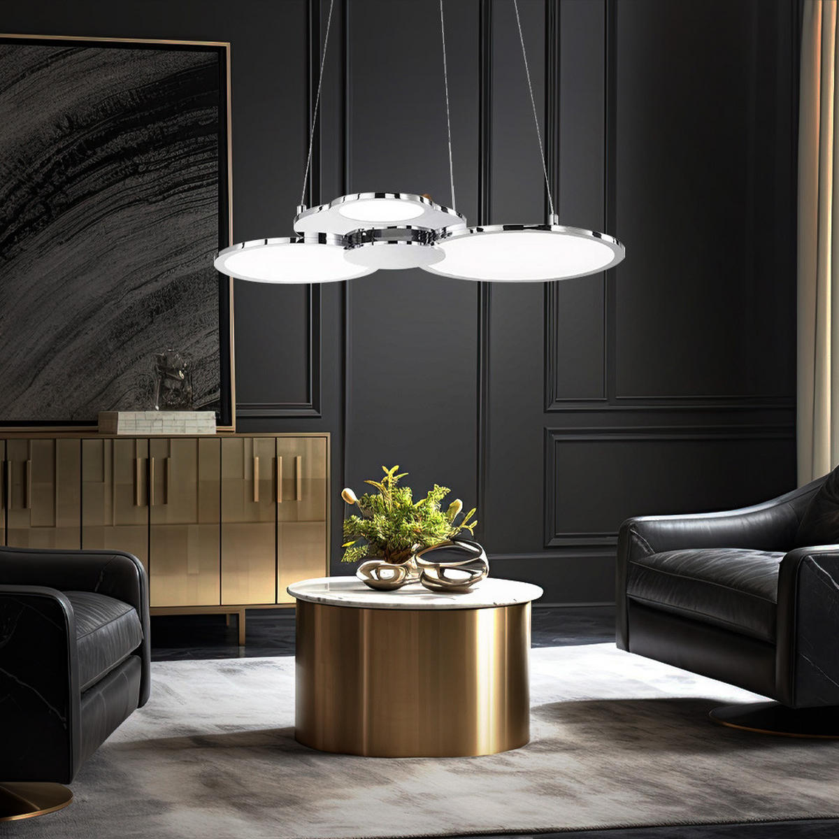 LED HÄNGELEUCHTE Aluminium Silber Ringe - Silberfarben, Metall (58/47.5/150cm) - Wofi