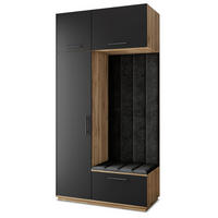 GARDEROBENSCHRANK REMA 120/240/60 cm Modern Eiche Wotan - Eiche Wotan/Schwarz, Holzwerkstoff (120/240/60cm) - MASSENO