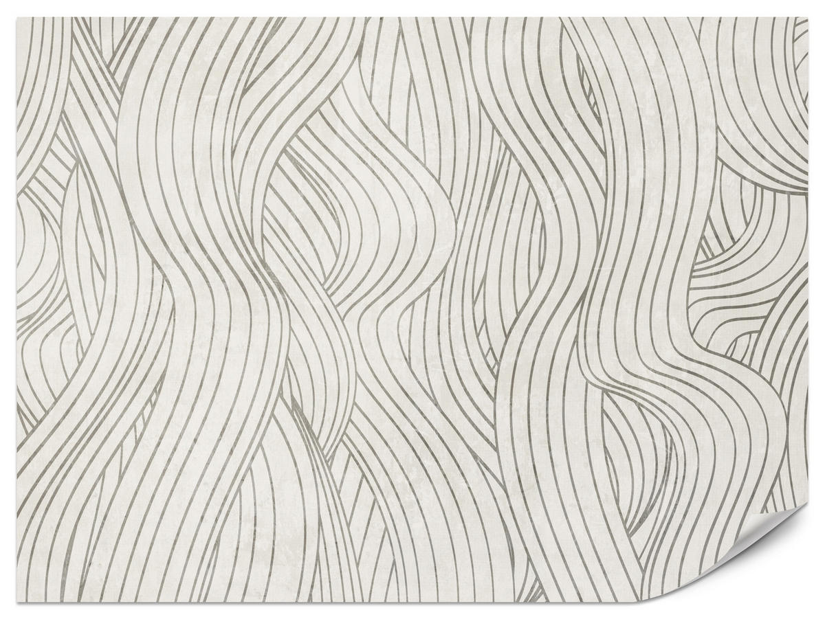 FOTOTAPETE Abstraktion Wellenmuster Retro Grau Minimalismus Dynamik 250x175 - Beige, Papier (250/175cm) - Muralo