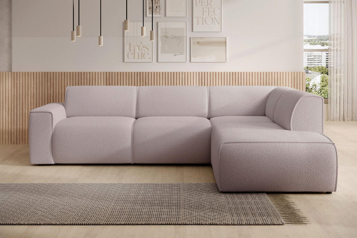 ECKSOFA Bouvi Beige rechts - Beige/Schwarz, Kunststoff/Textil (220/292cm) - Selsey
