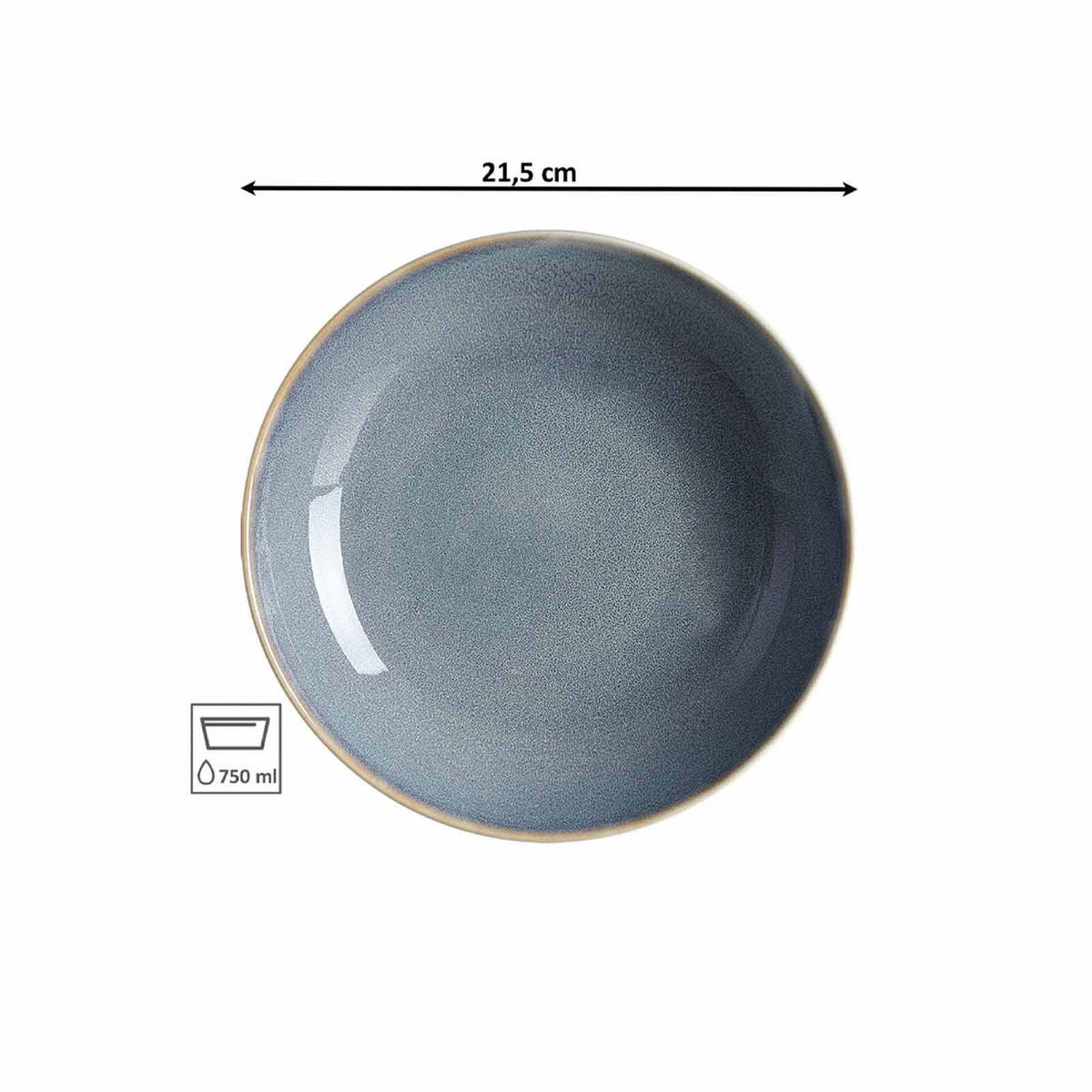 SUPPENTELLER Skagen Stone grau ø 21,5 cm 6er Set - Grau, Keramik (21.5cm) - Ritzenhoff Breker