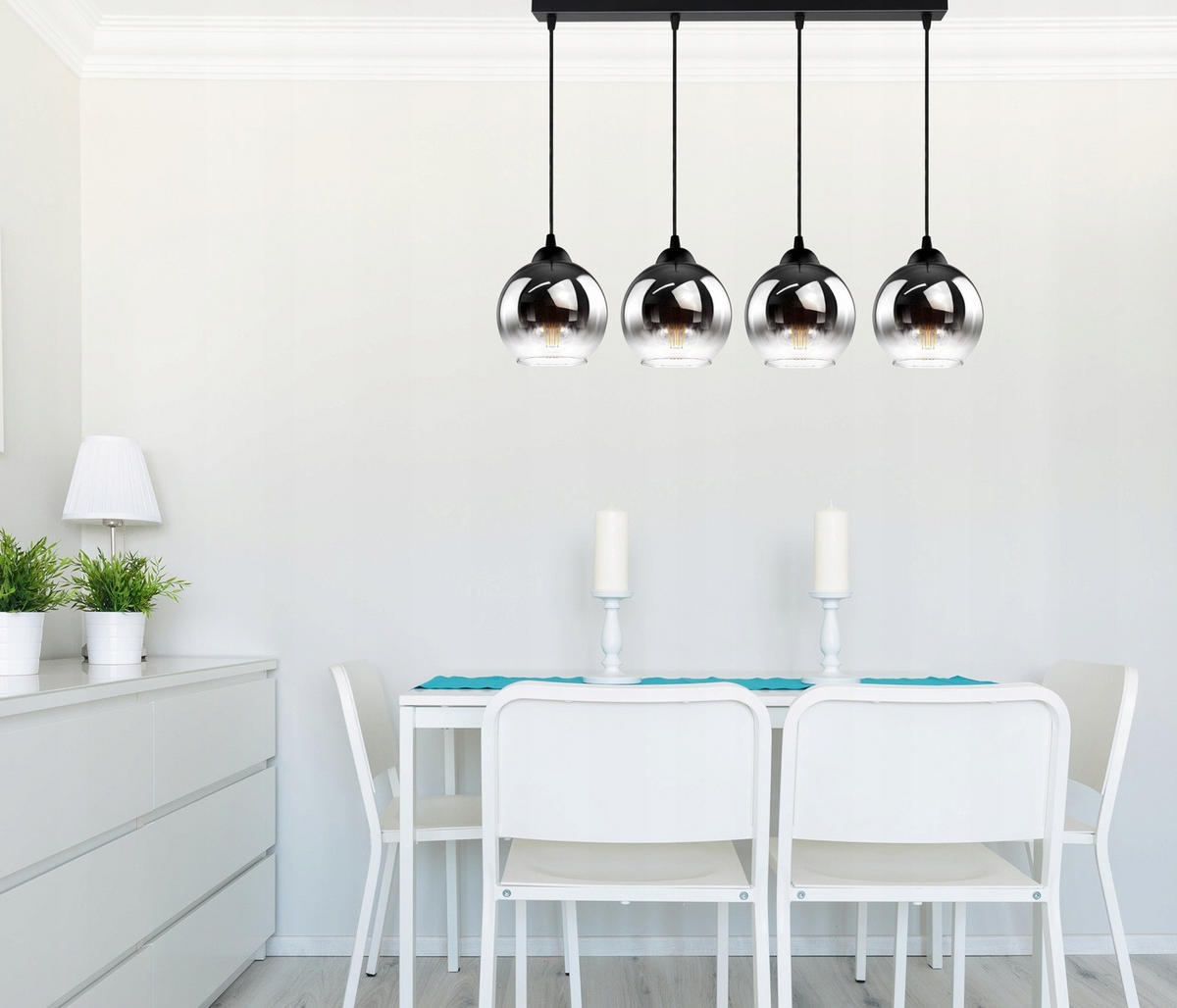 PENDELLEUCHTE MASUR - Transparent/Anthrazit, Glas/Metall (15/80/80cm) - kiki design