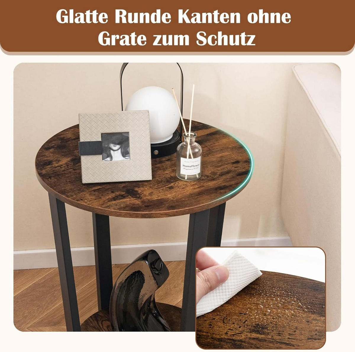 BEISTELLTISCH 56cm Braun - Braun, Holz (50/50/56cm) - COSTWAY