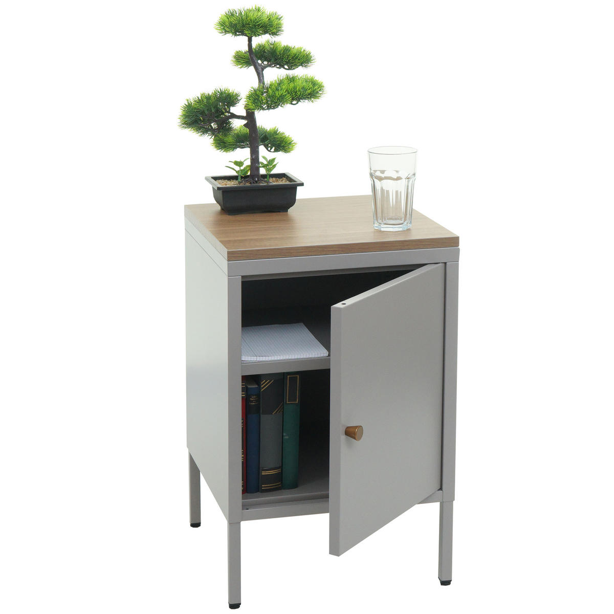 NACHTTISCH Grau - Grau, Metall (40/63/40cm) - MCW