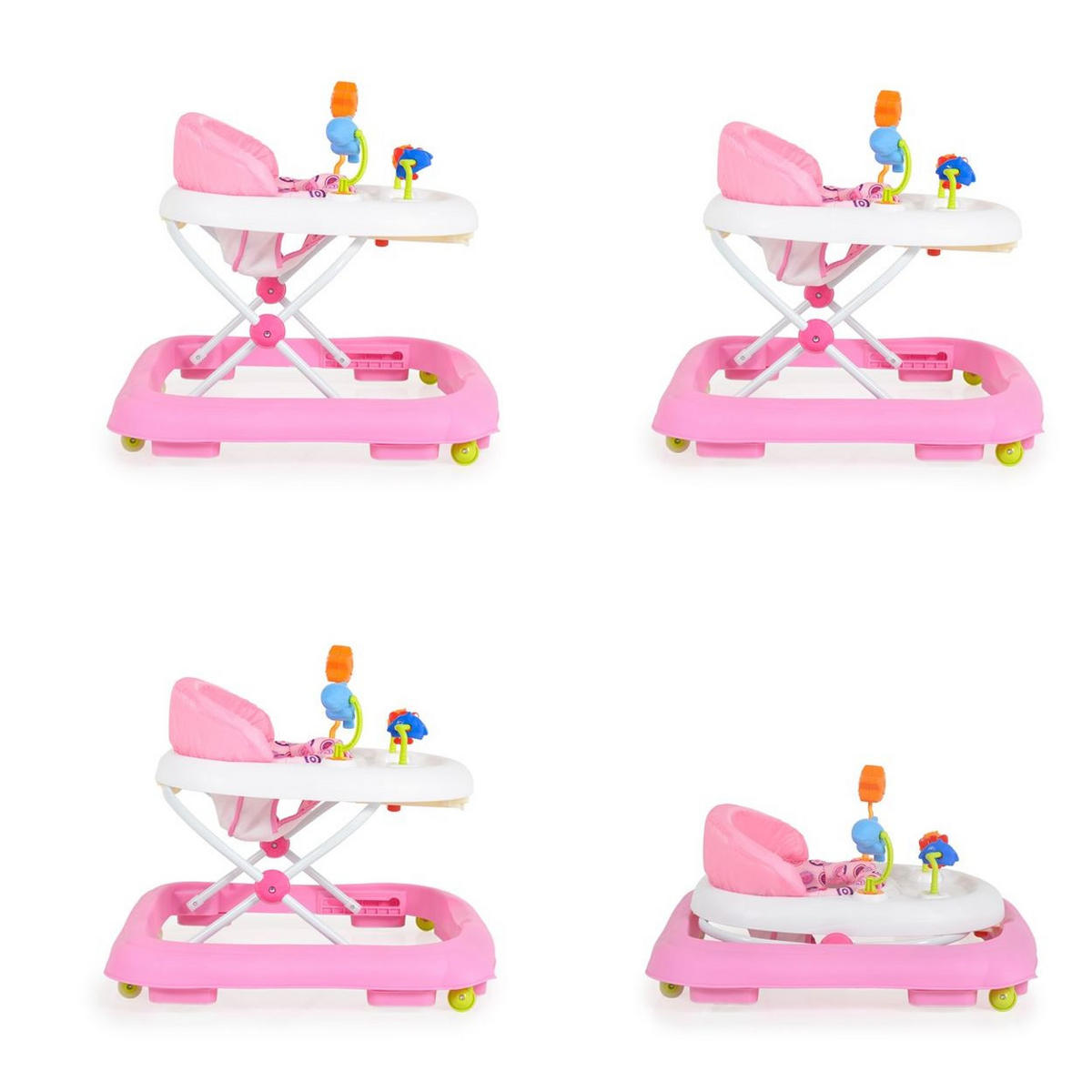 LAUFHILFE Eko rosa höhenverstellbar, gepolsteter Sitz und Spielcenter - Rosa, Kunststoff (66/52/62cm) - Moni