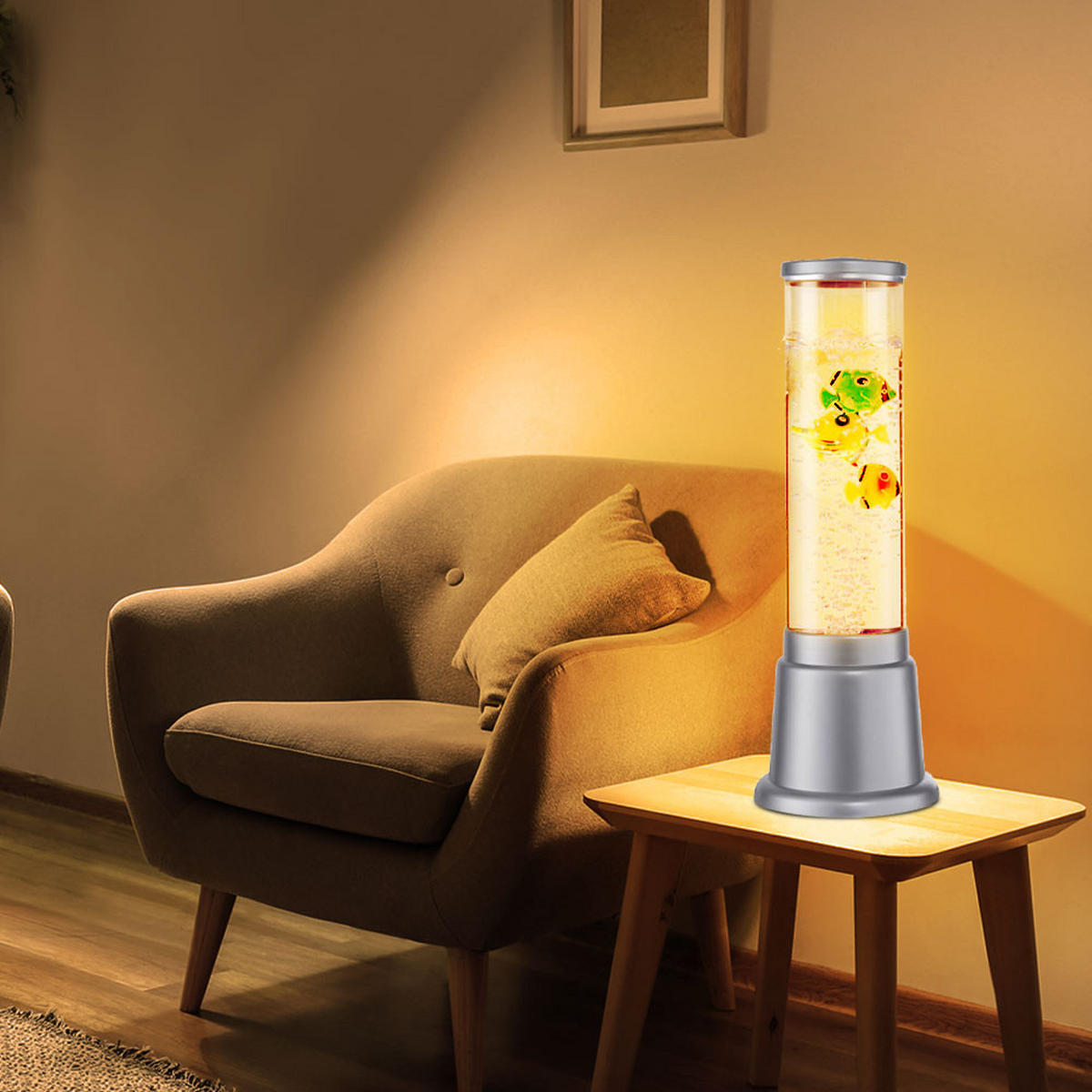 LED DEKOLEUCHTE Wassersäule mit Farbwechsel Blau - Silberfarben, Kunststoff (12.5/12.5/36cm) - Globo Lighting