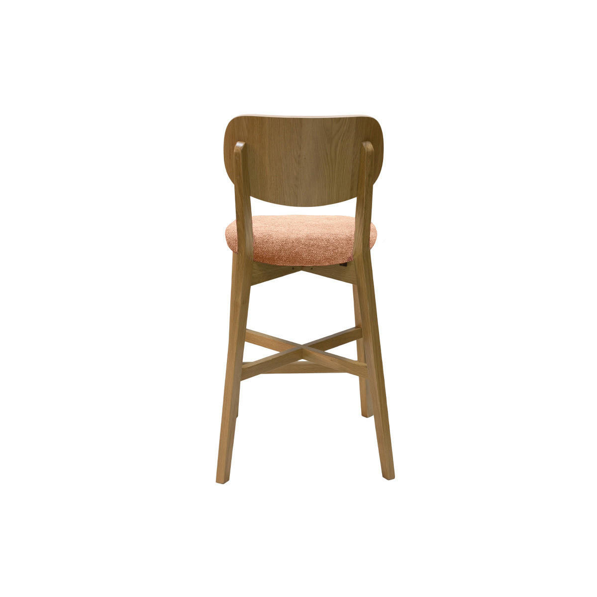 BARHOCKER Helles Eichenholz Stoff Samteffekt Terracotta H65 cm 2er-Set LUCIA - Terracotta, Holz (54/102/43cm) - Miliboo