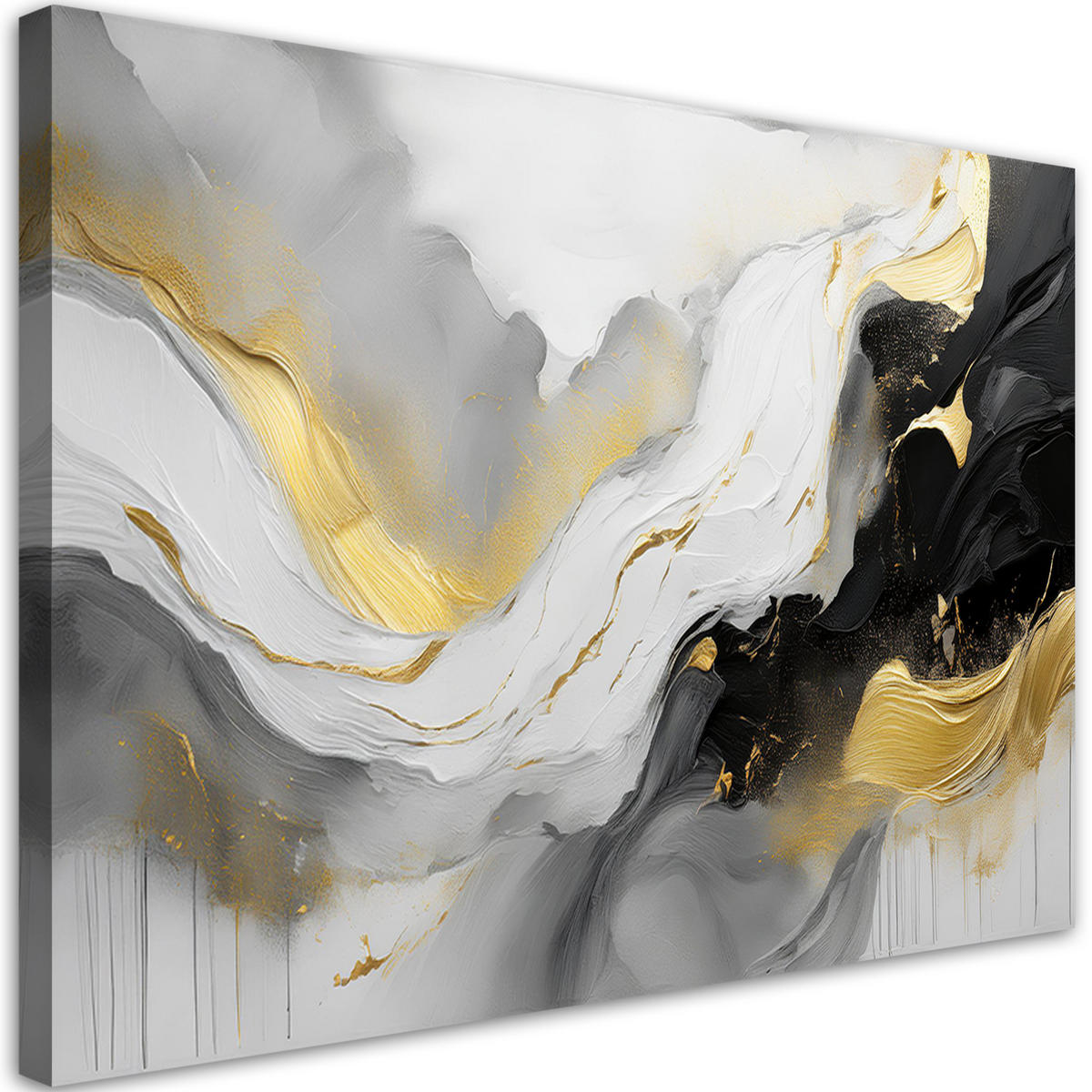 WANDBILD wellen aquarell abstraktion - Goldfarben, Textil (60/40cm) - Feeby