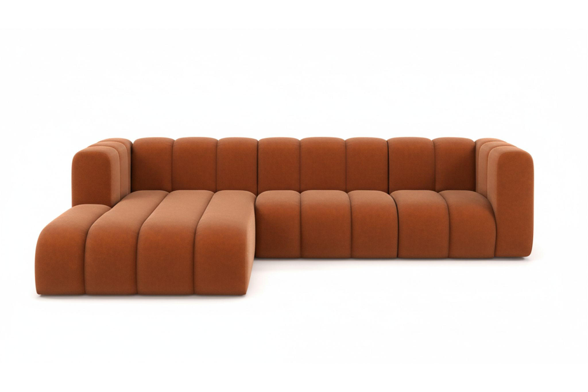 ECKSOFA L-Form Grand L 287 cm, Veloursstoff Salvador, Braun, Links - Braun, Holz (287/179cm) - Kaiser Möbel