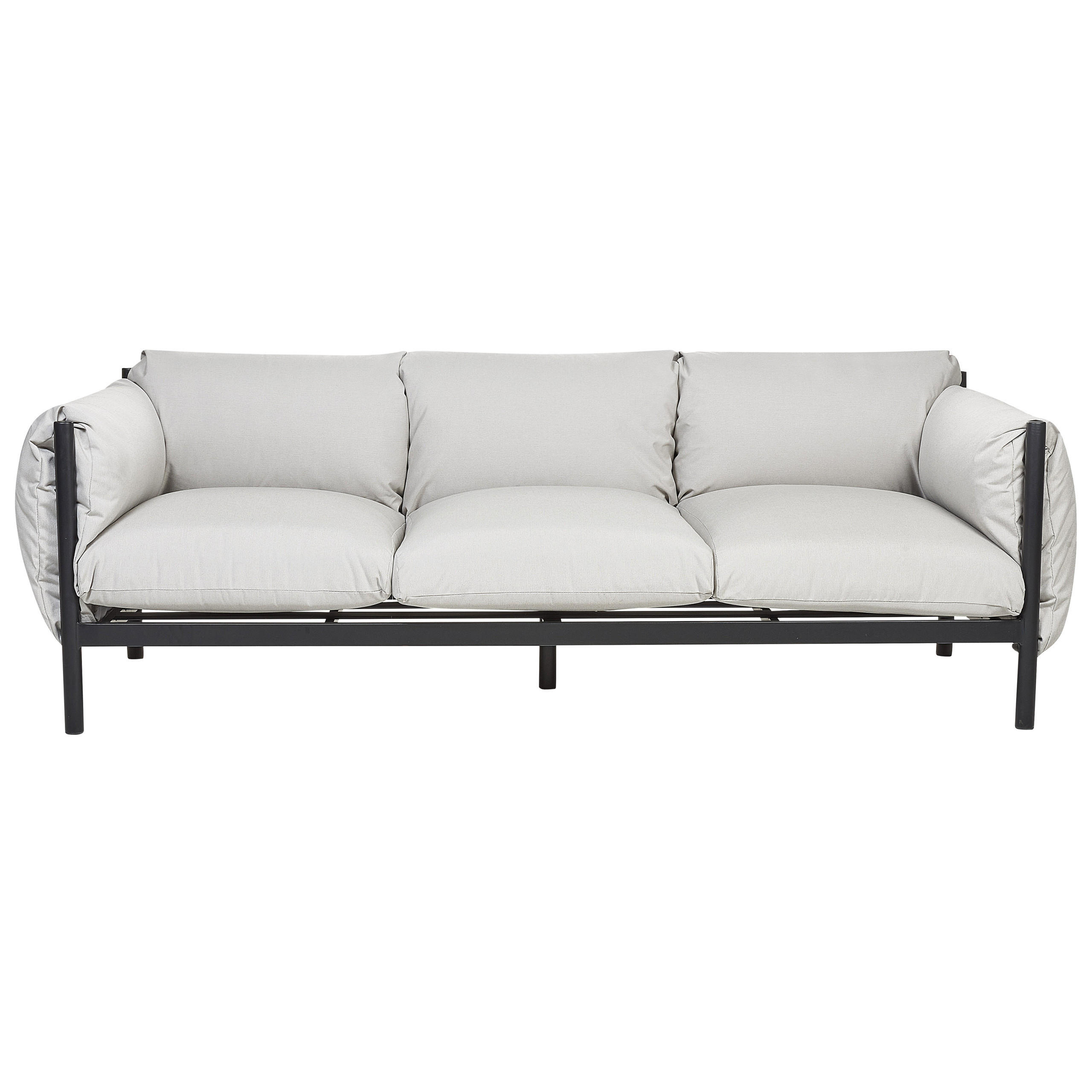GARTENSOFA 3-Sitzer Aluminium hellgrau/schwarz Esperia - Schwarz/Grau, Metall (211/80/96cm) - Beliani