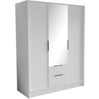 SCHRANK Weiß NIKOLA Mit Spiegel Und Verstellbaren Regalen 150 cm - Transparent/Weiß, Holzwerkstoff (150.5/200/51cm) - Sepro Meble