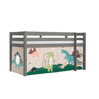 KINDERBETT Karolina 210x114x106 Massivholz Grau Textilset Dino - Mauve/Grau, Holz (90/200cm) - 58aufmkessel