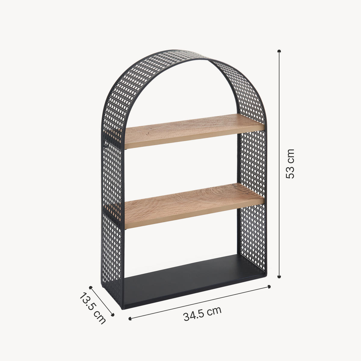 WANDREGAL Jäller II. - Schwarz, Holzwerkstoff/Metall (34.5/53/13.5cm) - [en.casa]