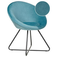 SESSEL Samtstoff hellblau/schwarz rund Floby II - Blau/Schwarz, Textil (69/80/58cm) - Beliani