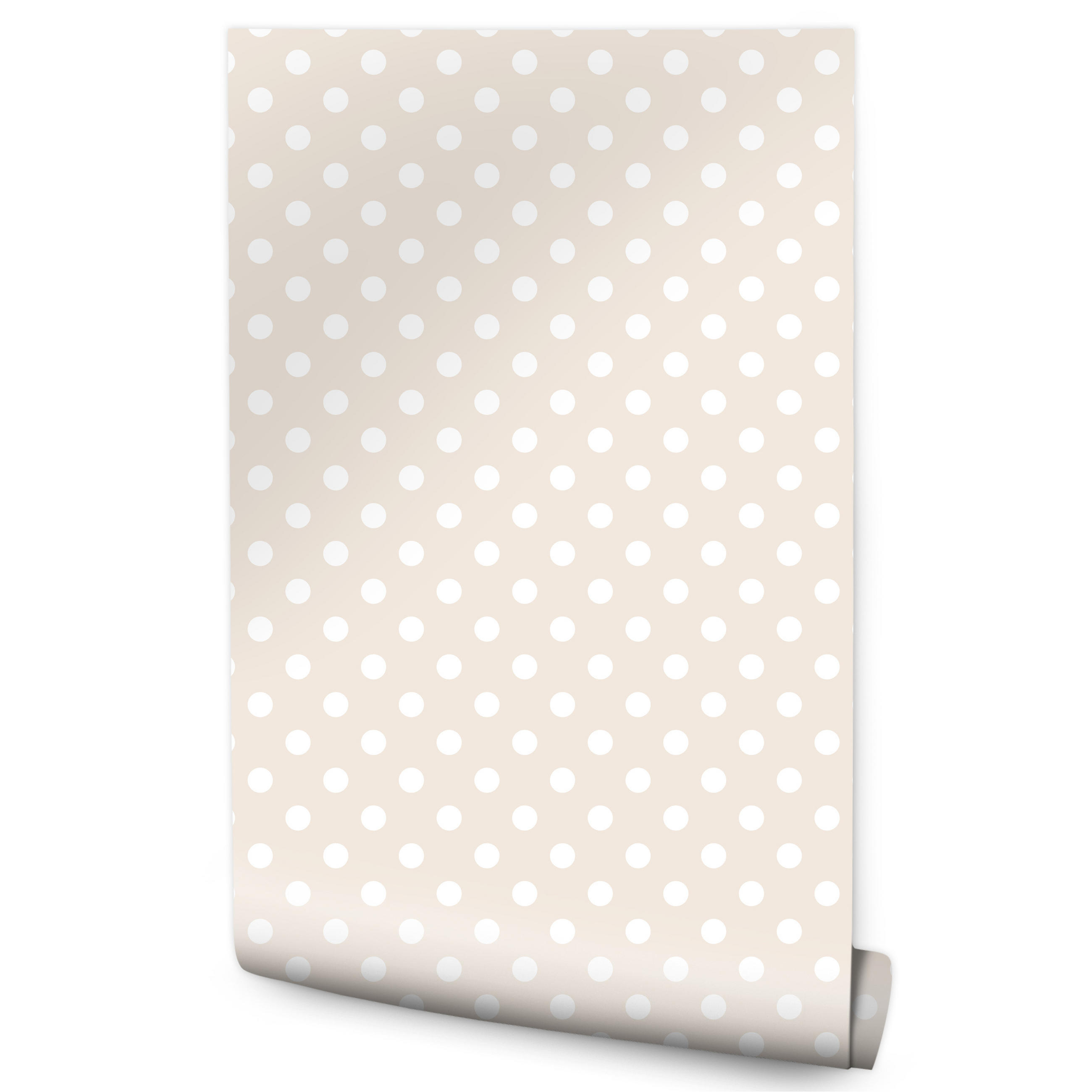 VLIESTAPETE Weiße Punkte im Boho-Stil – Beige, Weiß – 50x1000 cm - Beige/Weiß, Papier (50/1000cm) - Muralo