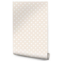 VLIESTAPETE Weiße Punkte im Boho-Stil – Beige, Weiß – 50x1000 cm - Beige/Weiß, Papier (50/1000cm) - Muralo