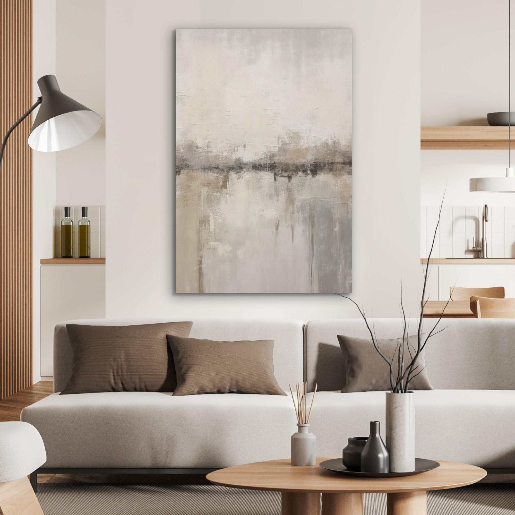 AKUSTIKPANEEL Moderne Kunst - Abstrakt - Beige 70x100 cm - Beige, Textil (70/0.9/100cm) - MuchoWow