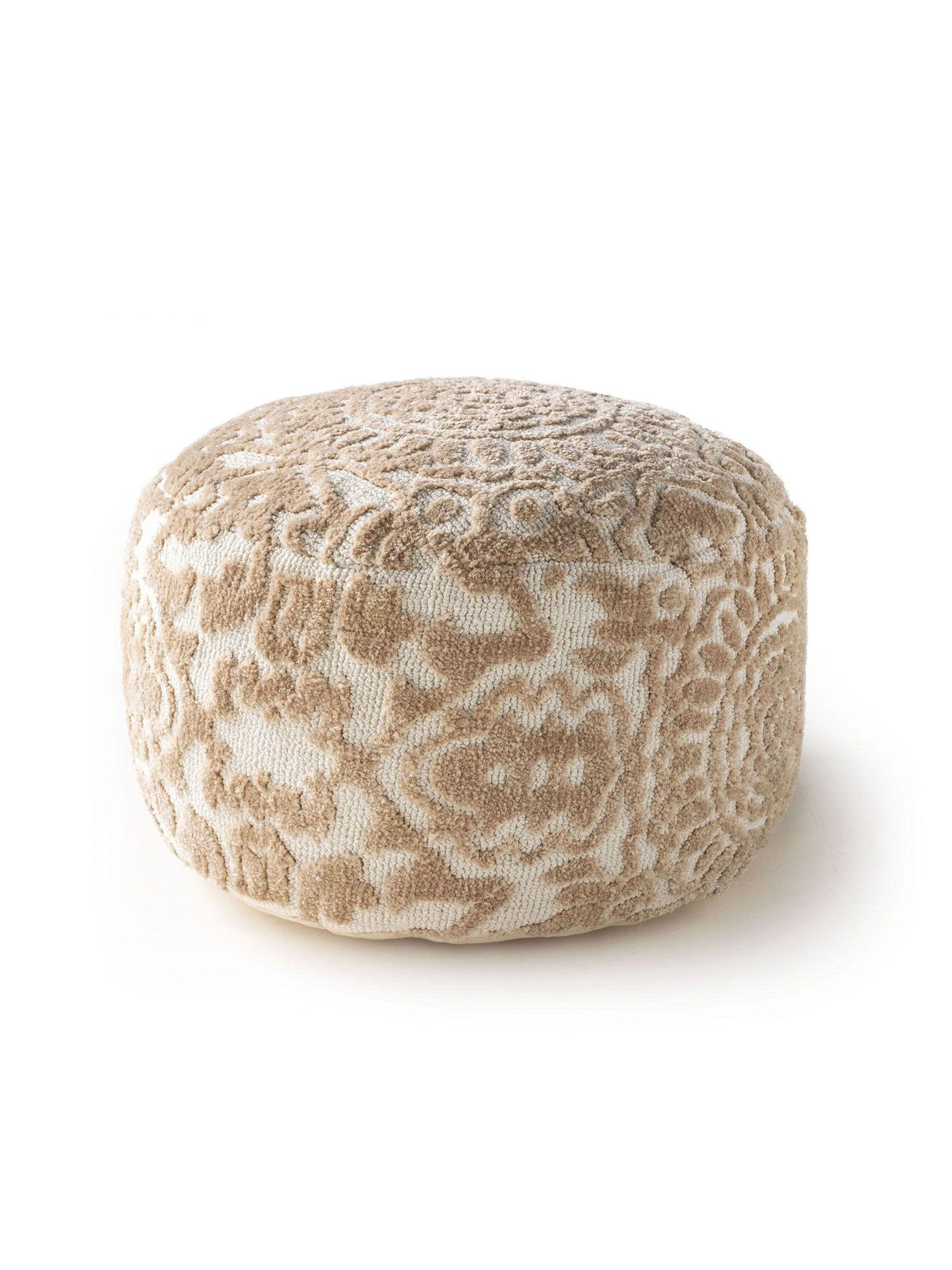 POUF Elias Beige 55x55x30 cm - Beige, Textil (55/30/55cm) - KUNSTLOFT