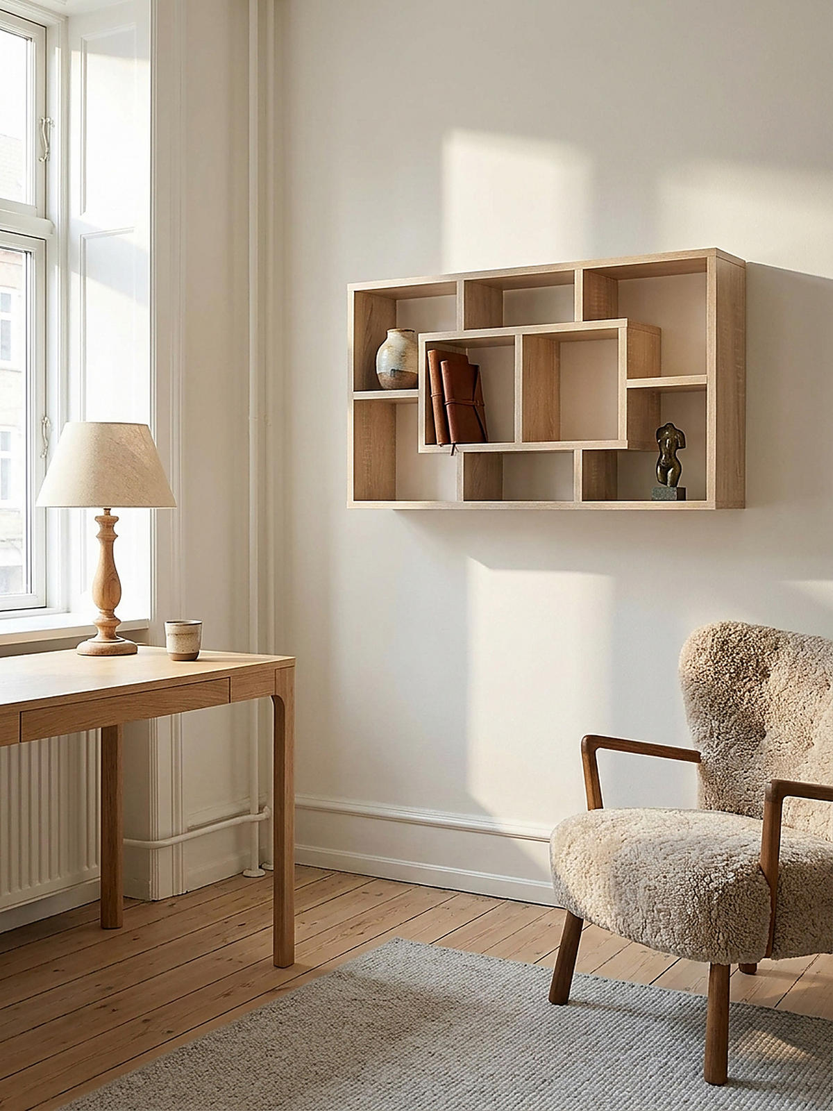 WANDREGAL RUR MDF Melaminbeschichtet Modern, Beige 85x16x48 cm - Beige, Holz (85/48/16cm) - KADIMA DESIGN