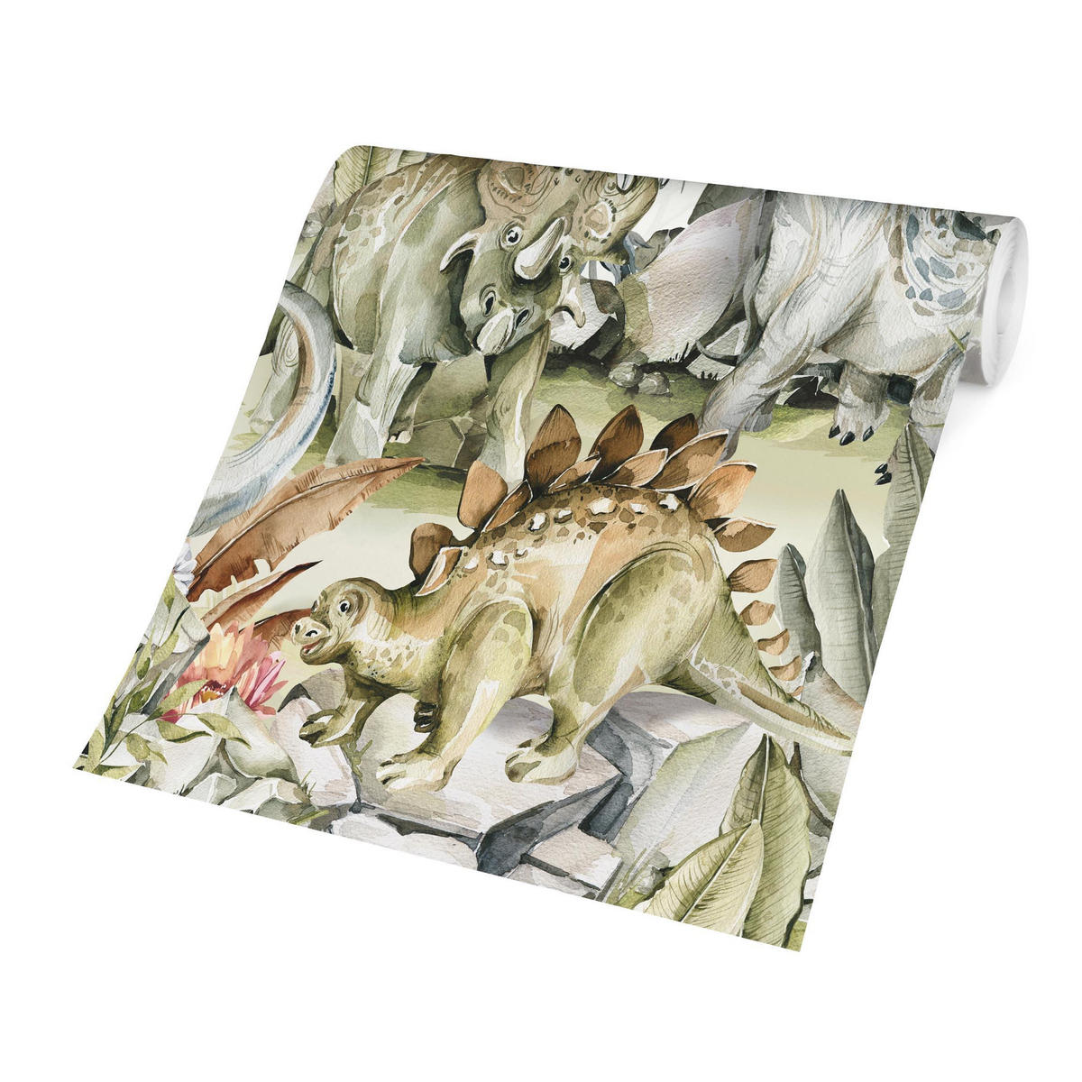 FOTOTAPETE Welt der Dinosaurier 288/288 cm - Grün, Papier (288/288cm) - Bilderwelten