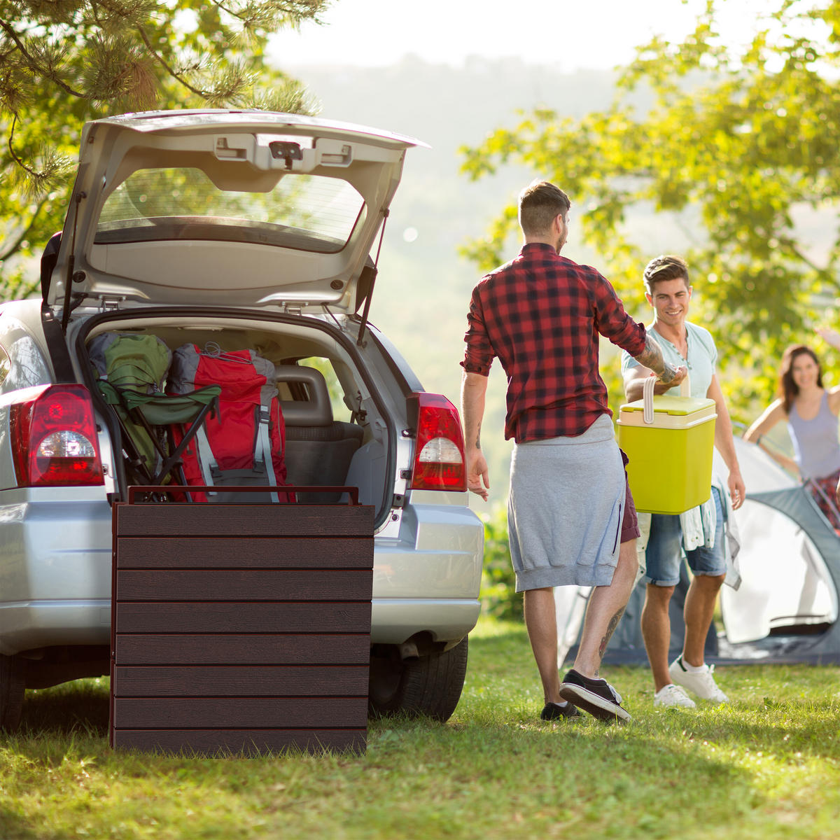 GARTENTISCH - Braun, Kunststoff/Metall (78/166/76cm) - Relaxdays