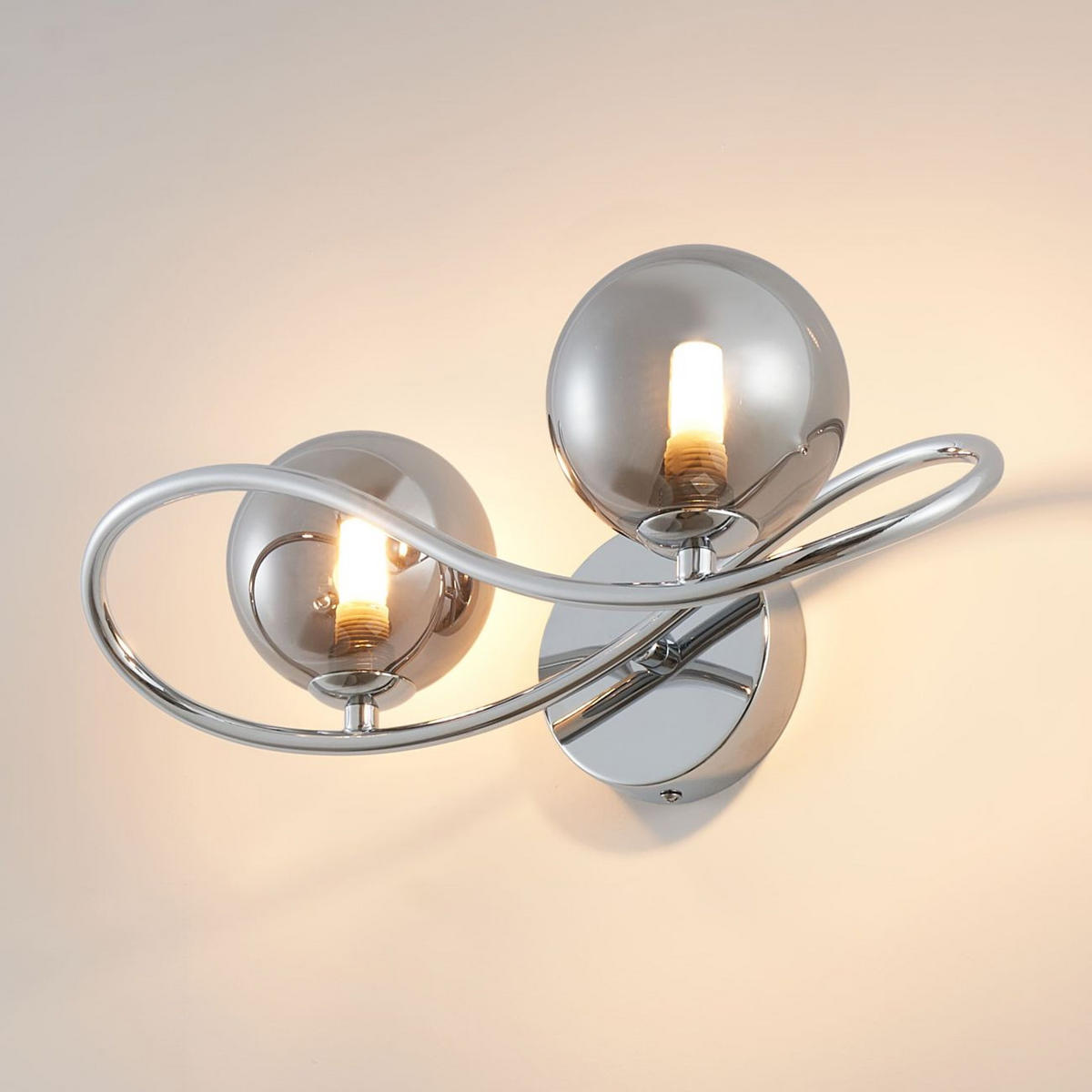 WANDLEUCHTE Novale, Silber/Chrom, 37.5cm - Chromfarben, Glas (15/16/37.5cm) - KOSILUM