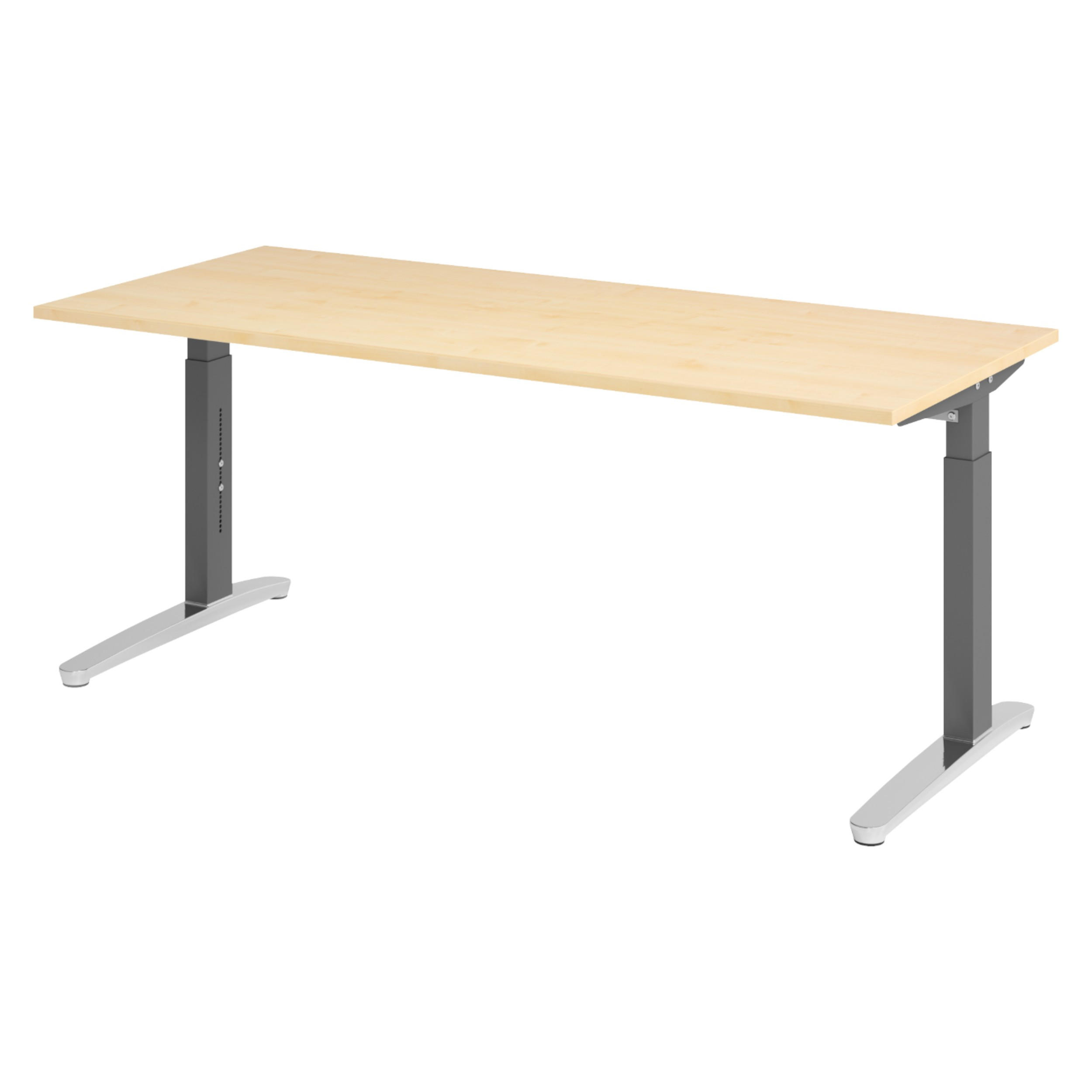 SCHREIBTISCH Serie-XB 80/180/74 cm in Ahornfarben/Graphitfarben/Alu poliert - Ahornfarben/Graphitfarben, Holzwerkstoff (80/180/74cm) - bümö