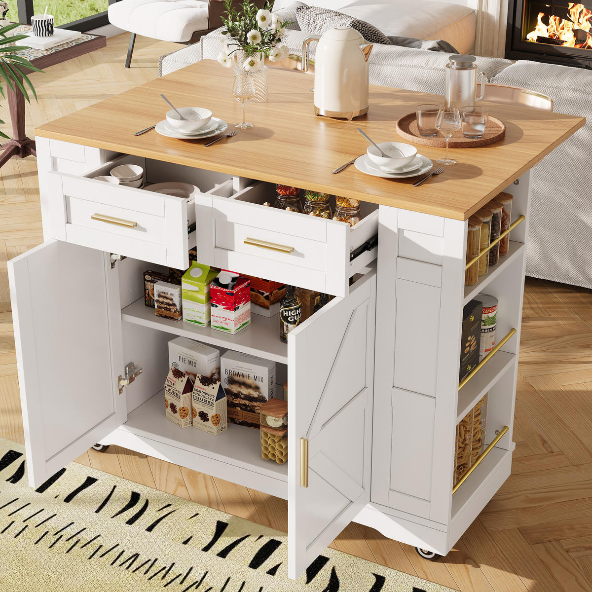 KÜCHENINSEL Weiß 120/65/90 cm - Weiß, Holzwerkstoff (65/90/120cm) - Urban Meuble