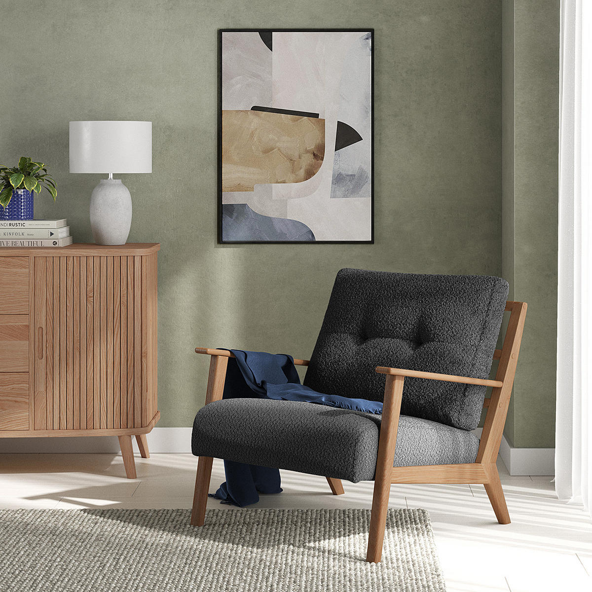 SESSEL - Anthrazit/Braun, Eichenholz/Holz (83/80/75cm) - home24