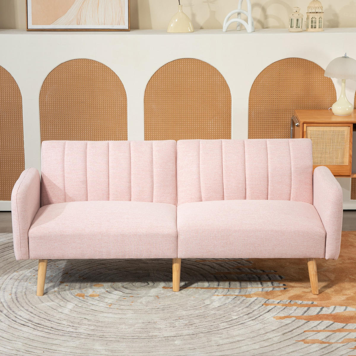 SCHLAFSOFA 2er-Sitz DE-14612 3-fach verstellbare Rückenlehne Rosa - Pink, Holzwerkstoff (173/73/75cm) - ComfortXL
