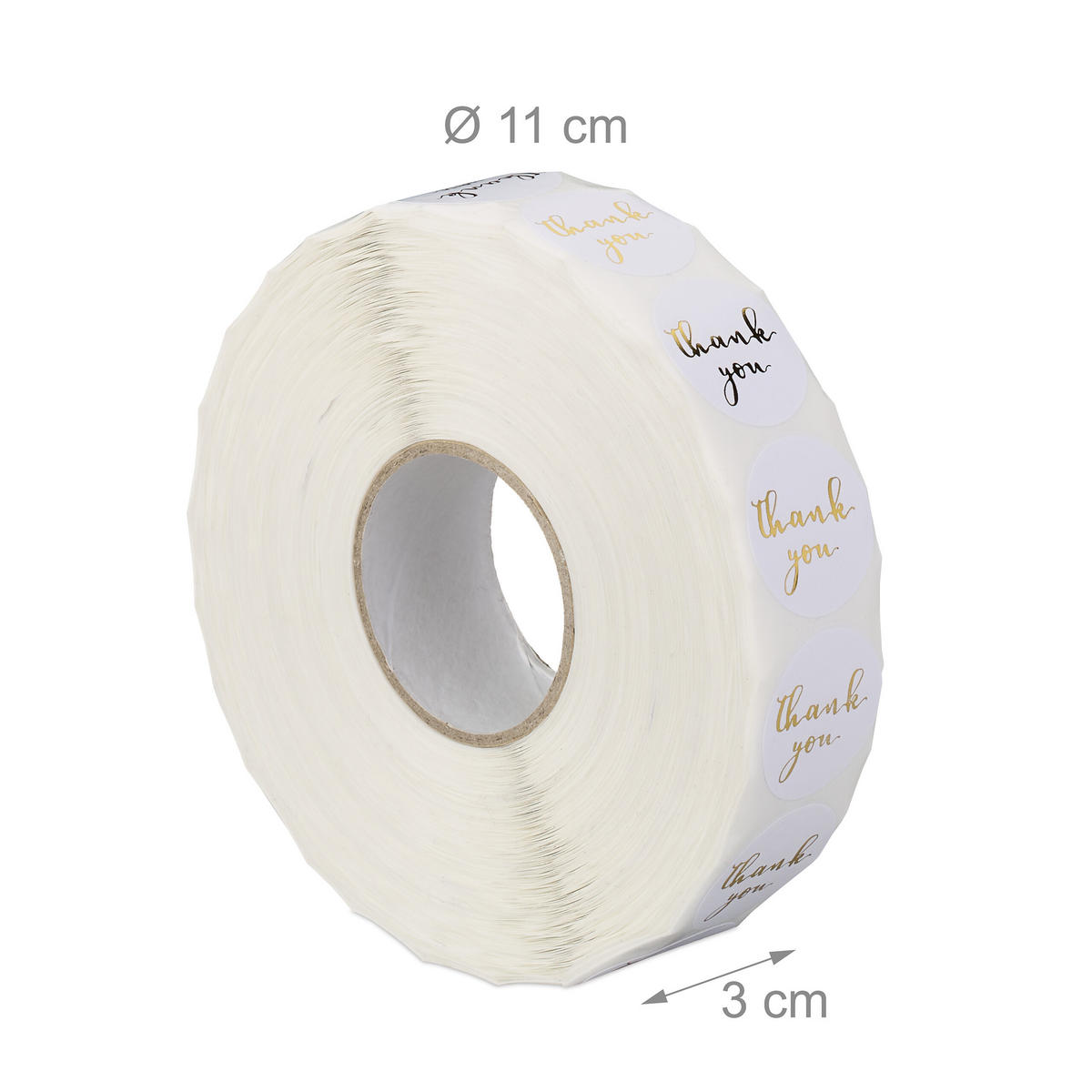 2500xDANKE-AUFKLEBER - Weiß, Papier/Kunststoff (11/3/11cm) - Relaxdays
