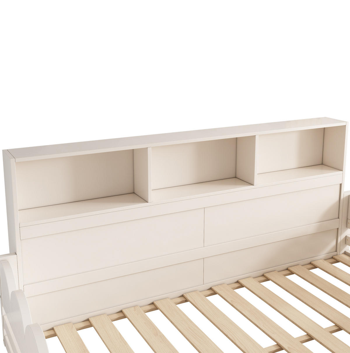 KINDERBODENBETT 140x190 cm in Weiß mit Rausfallschutz, Tür und Regal - Weiß, Holz (140/190cm) - IVMEU
