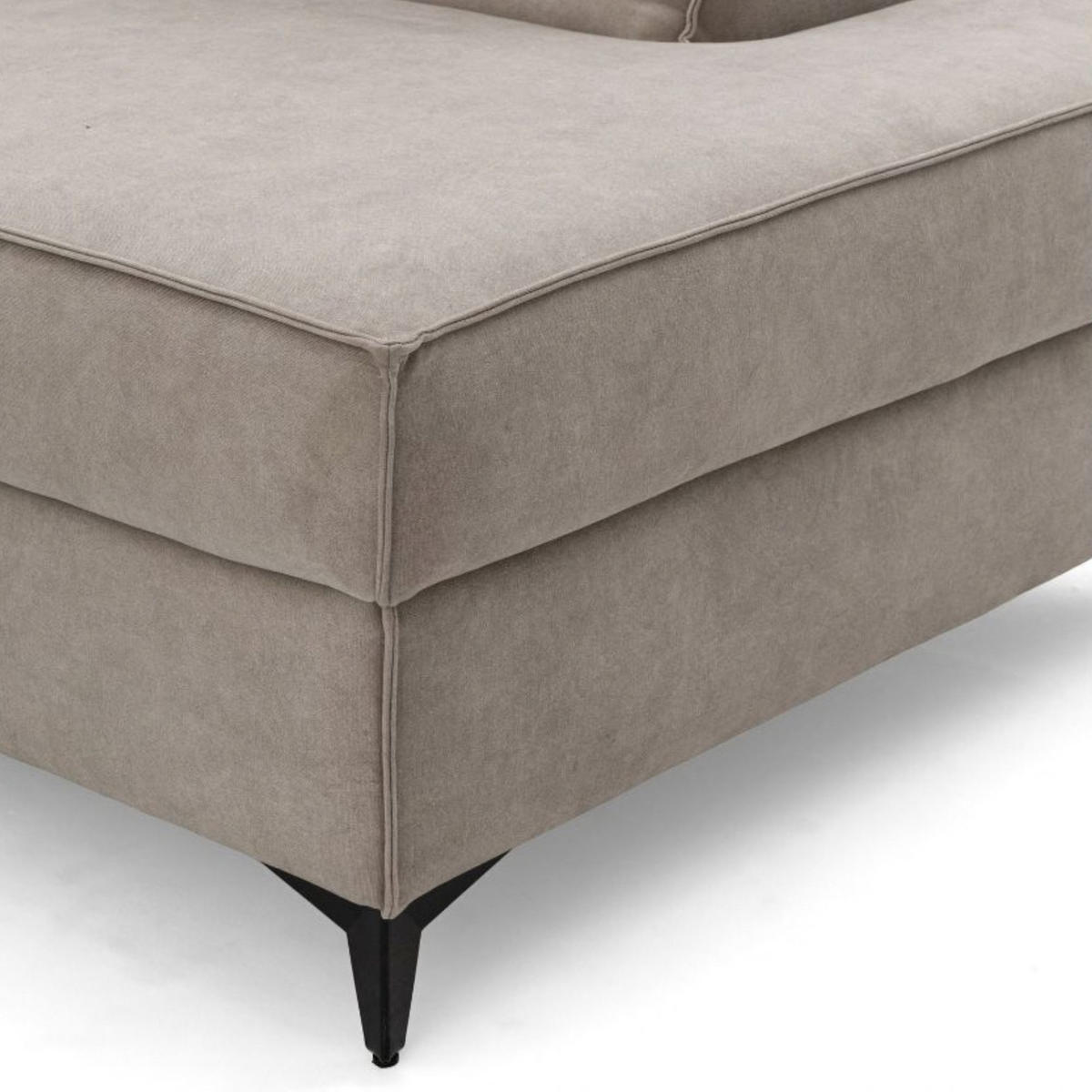 ECKSOFA PURE U Rechts mit Schlaffunktion 127x270 Velours Creme - Creme/Schwarz, Holz/Textil (204/340cm) - Muffo
