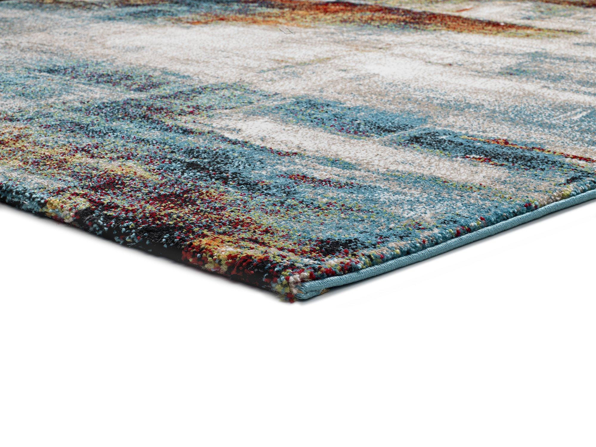 WEBTEPPICH Blau Graffiti 140/200 cm - Blau/Silberfarben, Naturmaterialien/Textil (140/200cm) - Atticgo