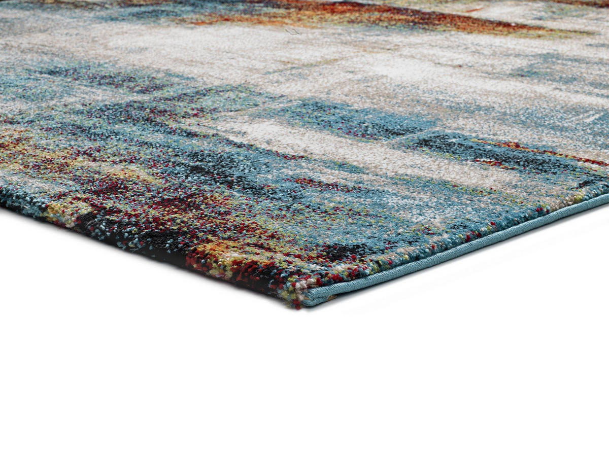 WEBTEPPICH Blau Graffiti 120/170 cm - Blau/Silberfarben, Naturmaterialien/Textil (120/170cm) - Atticgo