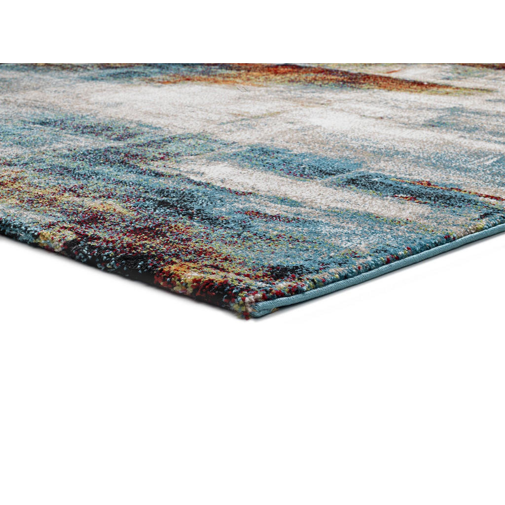 Thumbnail - Atticgo Webteppich, Mehrfarbig, Blau, Silber, Dunkelorange, Textil, Abstrakt, Rechteckig, 120x170 cm, Oeko-Tex® Standard...