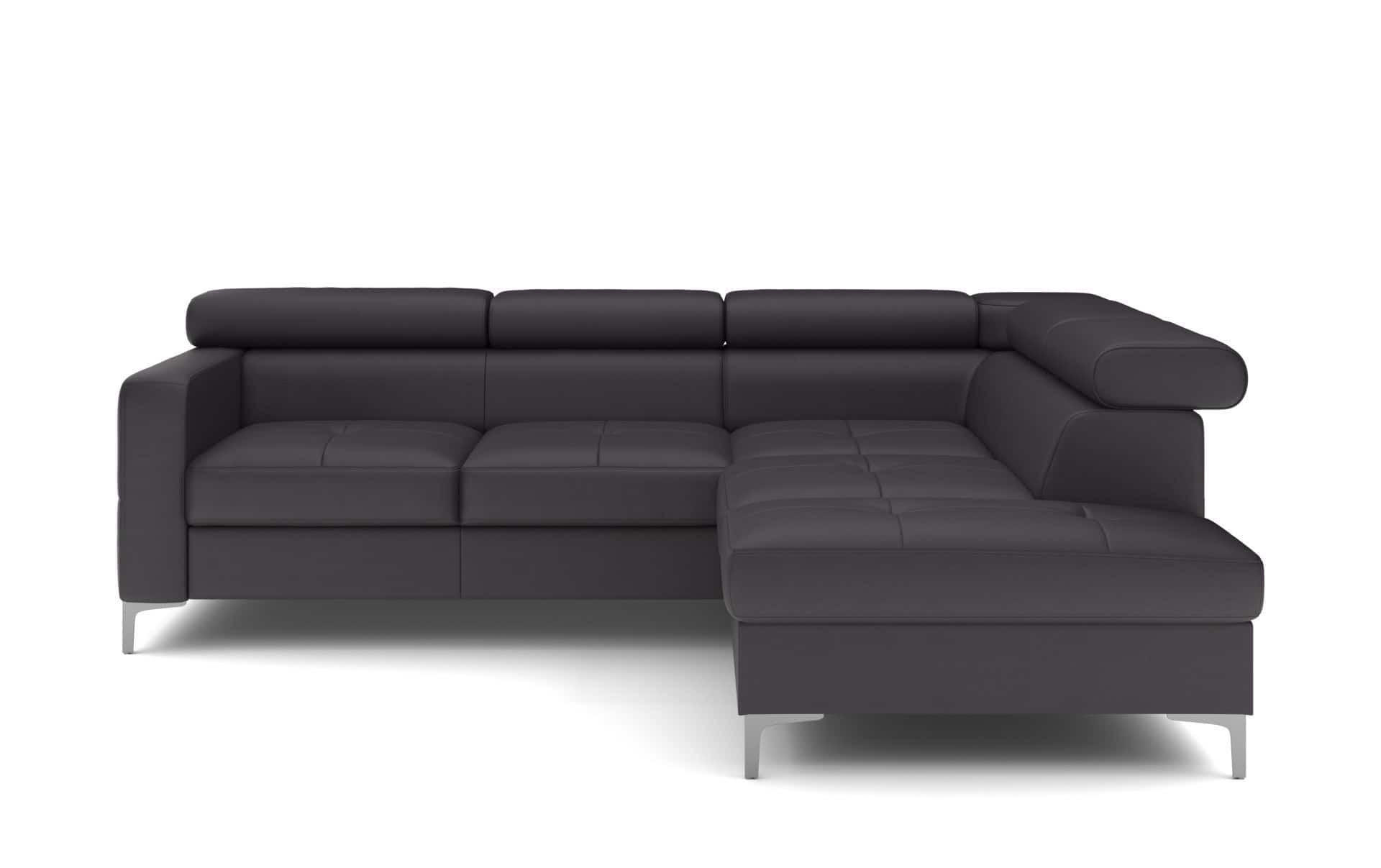 ECKSCHLAFSOFA aus Echtleder mit Schlaffunktion und Bettkasten - Chromfarben/Silberfarben, Leder/Holz (207/242cm) - Cotta
