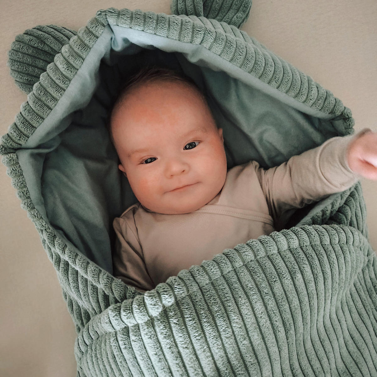 EINSCHLAGDECKE für Babys aus Cord in Ecru - Beige, Textil (45/80cm) - MeowBaby
