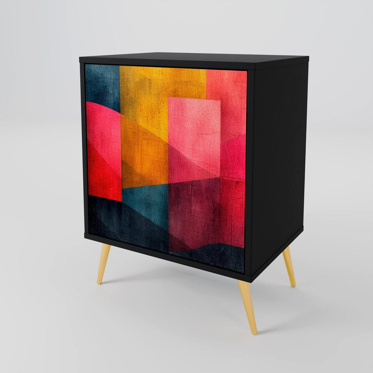 SIDEBOARD COLORFUL SOUNDS, Schwarz, 57,5x42x57,5 cm, Ohne Füße - Multicolor/Schwarz, Holzwerkstoff (57.5/57.5/42cm) - SpaceRebels