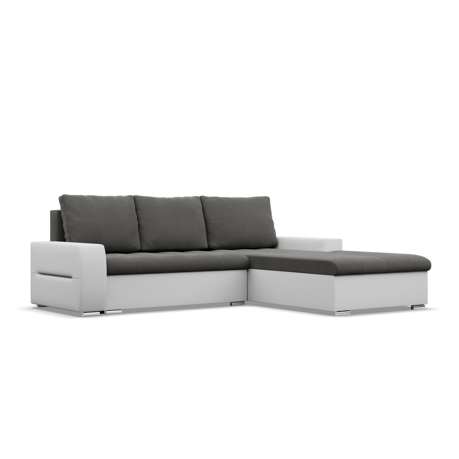 ECKSOFA MIT SCHLAFFUNKTION AURORA RECHTS, Dunkelgrau + Grau - Dunkelgrau/Hellgrau, Textil (243/200cm)