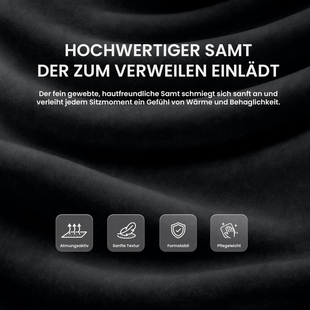 BARHOCKER Samt Schwarz - Schwarz, Textil/Metall (44/98/49cm) - CLP