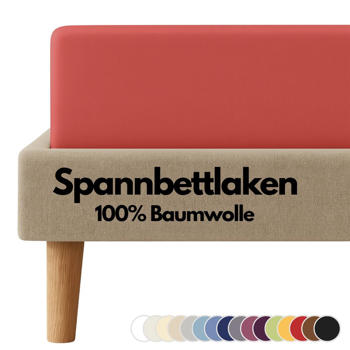 JERSEY-SPANNBETTLAKEN 180x200 - 200x200 cm, Bettlaken aus 100% Baumwolle mit Rundum-Gummizug, Spannbetttuch Rot - Rot, Textil (200/200cm) - Carpe Sonno
