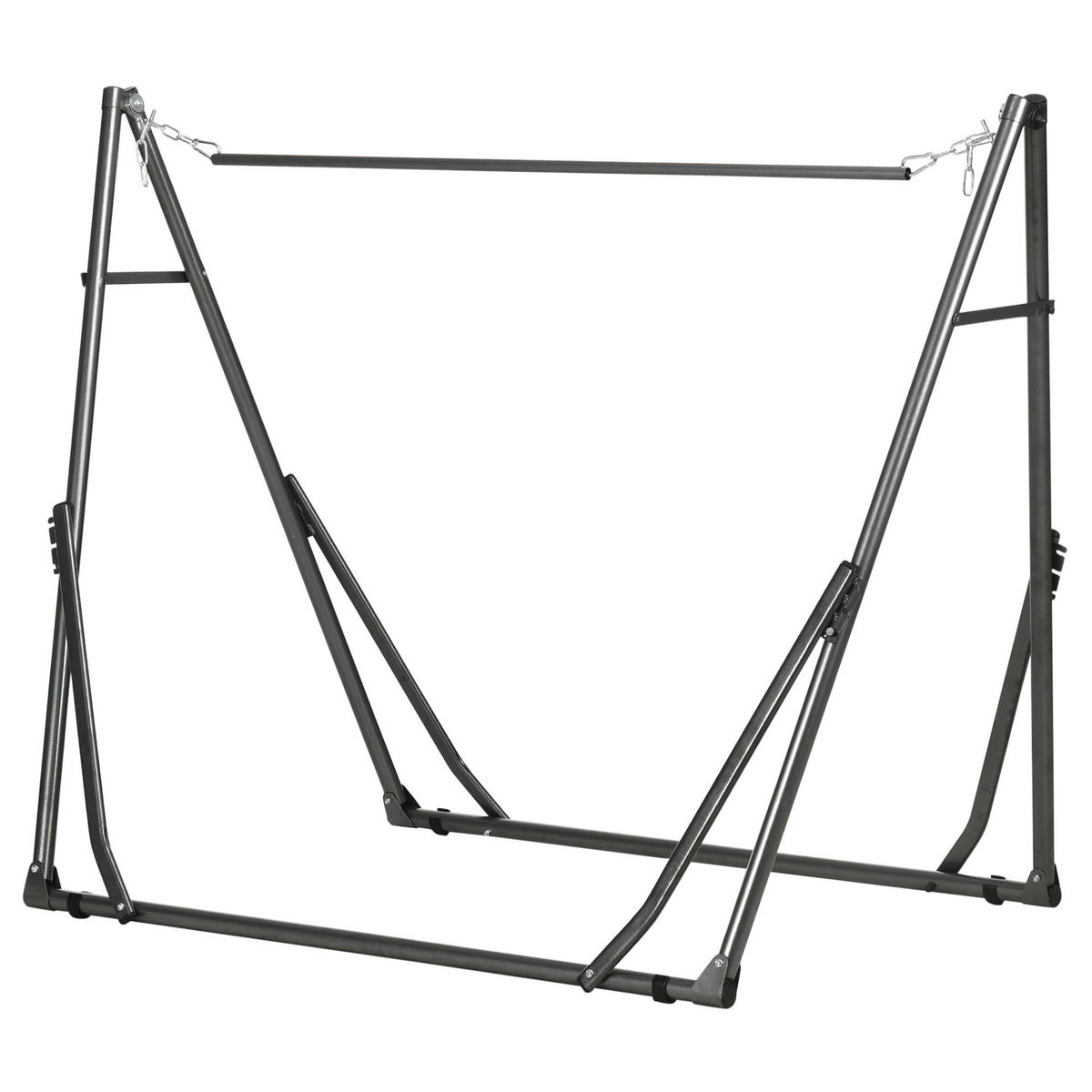 HÄNGEMATTENSTÄNDER DE-07019 2-in-1, auch als Wäscheständer nutzbar Schwarz - Silberfarben/Schwarz, Metall (92/290/88cm) - ComfortXL