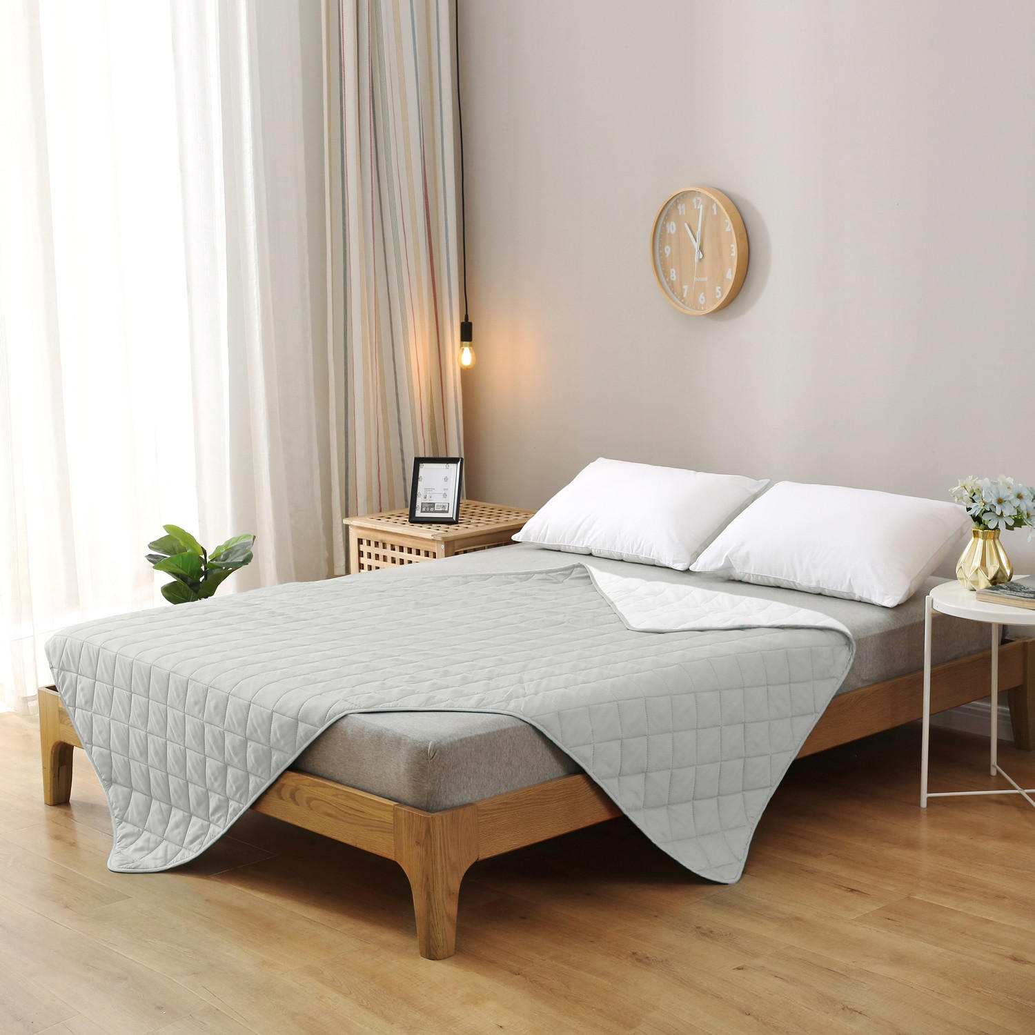 SOMMERBETT Camping weiß 155/220 cm Steppbett im Wende-Design Duo-Color - Weiß, Textil (155/220cm) - wometo
