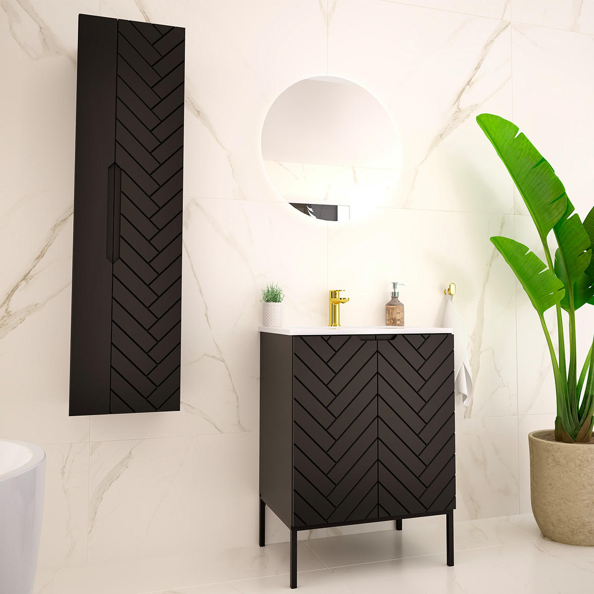 WASCHTISCH 60cm Daria Schwarz - Schwarz, Holzwerkstoff (60/84/45.8cm) - Petits-meubles